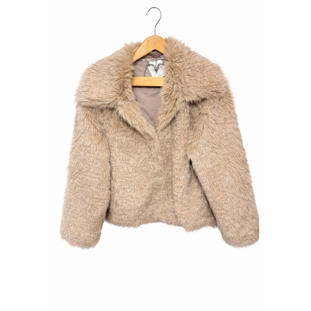 Gentle Fawn Anastasia Faux Fur Cropped Jacket Sable Size L NWT